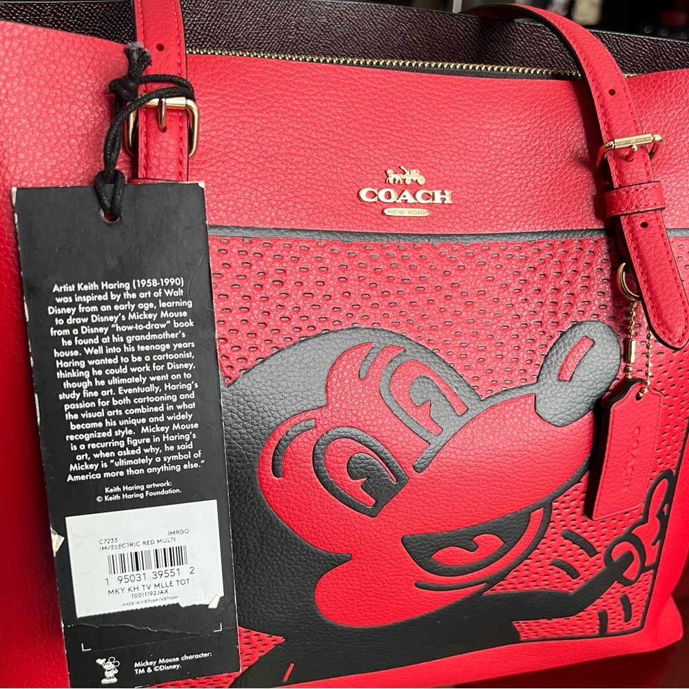 Coach Red leather Mickey Mouse Tote Bag - Picture 4 of 6